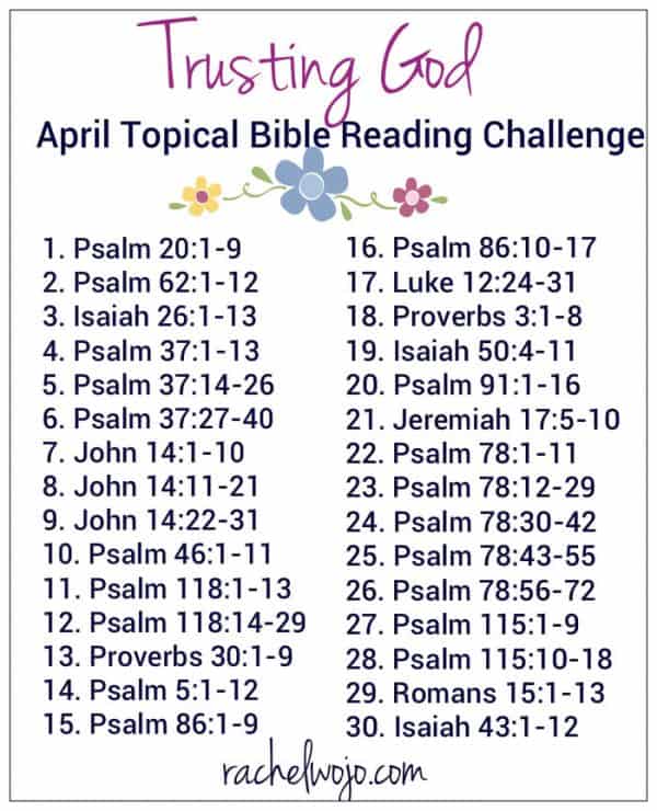 Trusting God April Bible Reading Challenge - Rachel Wojo