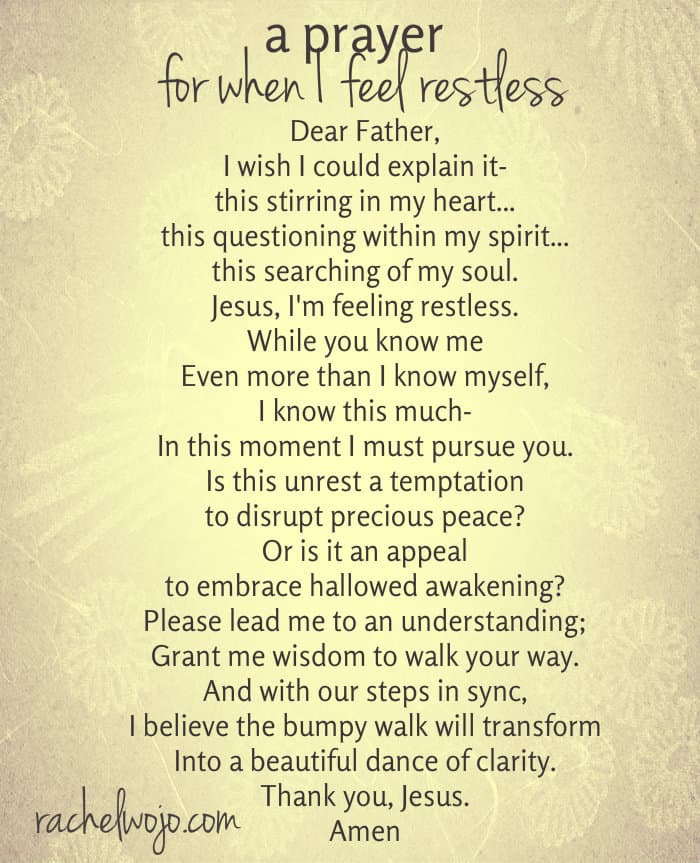 A Prayer for when I feel restless