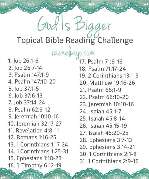 You need the reminder that God is bigger? Use this Bible reading plan to confirm his promises in your heart!