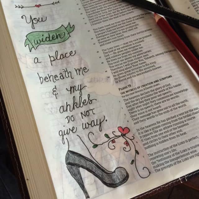 Today's #onemorestep#biblereading in Psalm 18:30-36 reminds us that heels or no heels, we don't have to worry about sprained ankles when we walk with him. Xo