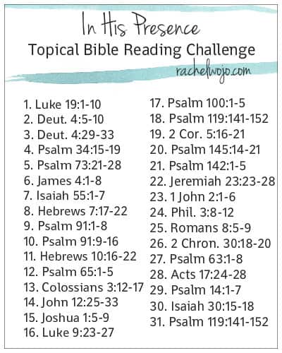 in his presence bible reading plan