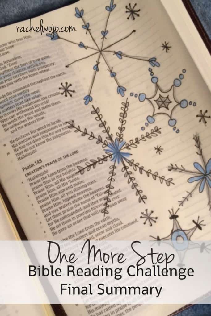 November is complete and so is another Bible reading chalelnge! Let’s take a peek at the last few days of the reading. #onemorestep