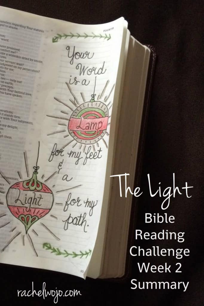 Welcome to The Light Bible Reading Challenge week 2 summary! It's Friday and our weekly check-in day to cheer each other on. I'm looking forward to hearing what you've been learning. Let's take a peek at the summaries for the week. #thelight