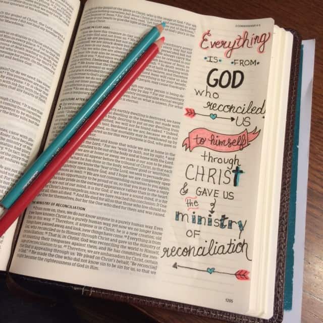 As I've journaled today's#inhispresence passage, I kept dreaming of and praying for those Jesus might use little ol' me to point the way to him. That's the ministry of reconciliation- knowing where the Water is and telling others where to find it. Our privilege of being in his presence will prompt us to share him with others.#biblejournaling #biblereading#noteworthytruth #illustratedfaith