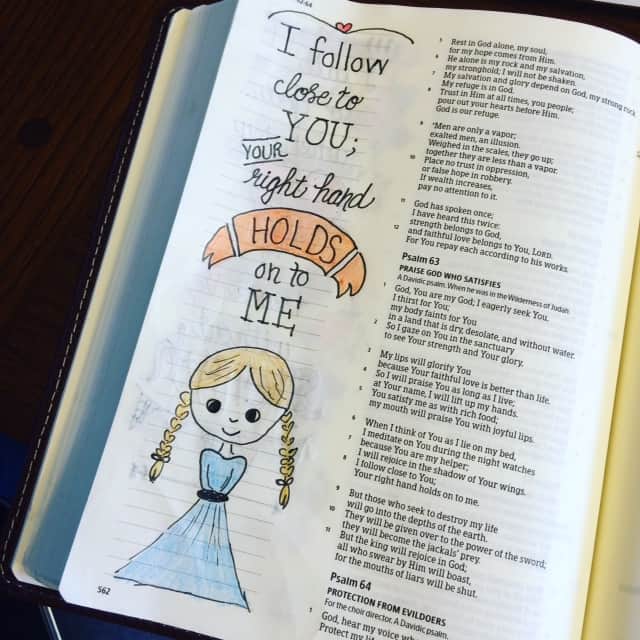 Little ol' me. Cause I know he holds the whole world in his hands, but sometimes this world seems like an awfully big place, know what I mean? So glad he's got the whole world in his hands, but he holds on to ME! Psalm 63:1-8 for#inhispresence #biblereading#biblejournaling #illustratedfaith