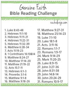 Genuine Faith Bible Reading Challenge - Rachel Wojo