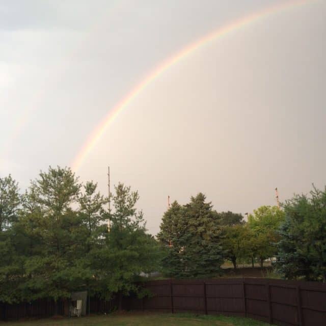 I had to share this with you. God answered two very personal prayer requests for me this week. Both of them were huge in my heart and I can't believe how he worked to show me that he is in control! On top of those answered prayers, on the day I read the above verse, this beautiful rainbow appeared in the backyard! I suppose some would say this is a coincidence. But I believe my personal God was reminding me that he is worthy of my trust, the same as he has been for years upon years before I was ever created. 
