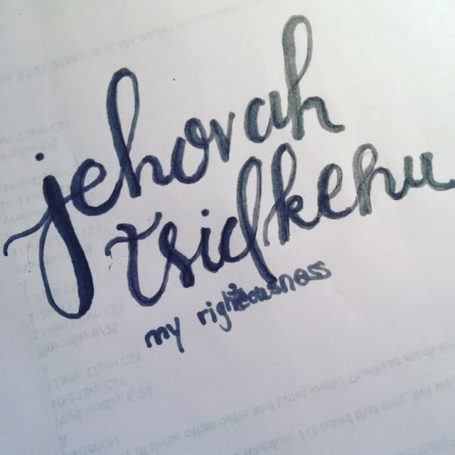 Not by works but by the Lord's righteousness. My best work is like a filthy rag when compared to his perfection. Yet by grace, I am his and he looks on me with love, having his righteousness poured over me. He came for me. And you. #namesofGod #biblereading#biblereadingplan #handlettering#handletteringpractice