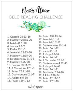 Never Alone Bible Reading Plan & Journal Challenge - Rachel Wojo