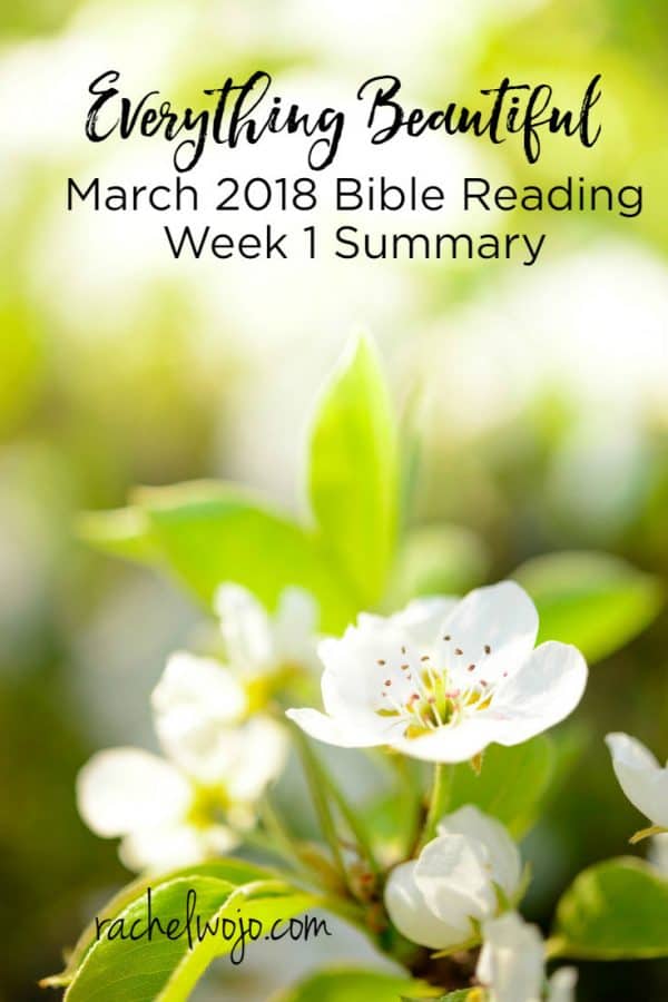 March 2018 Bible Reading Plan Summary Week 1 - Rachel Wojo