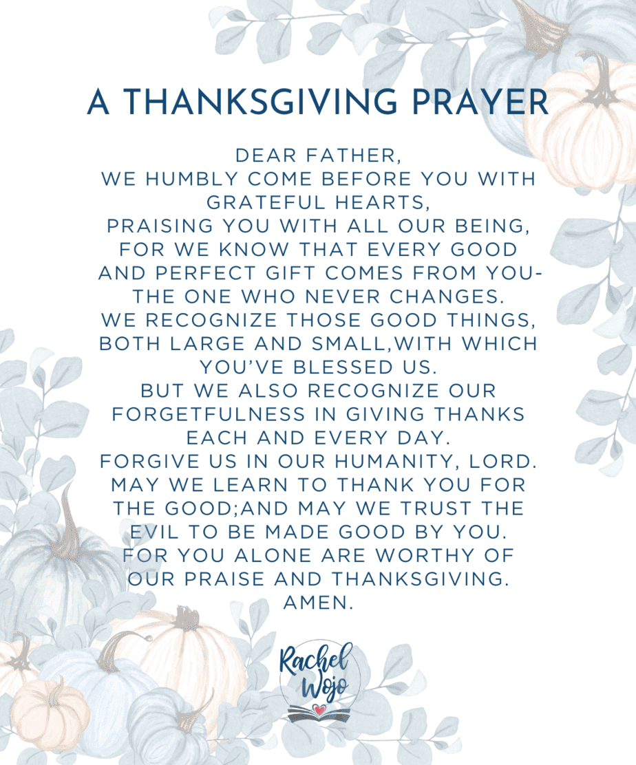 A Prayer of Thanksgiving - Rachel Wojo